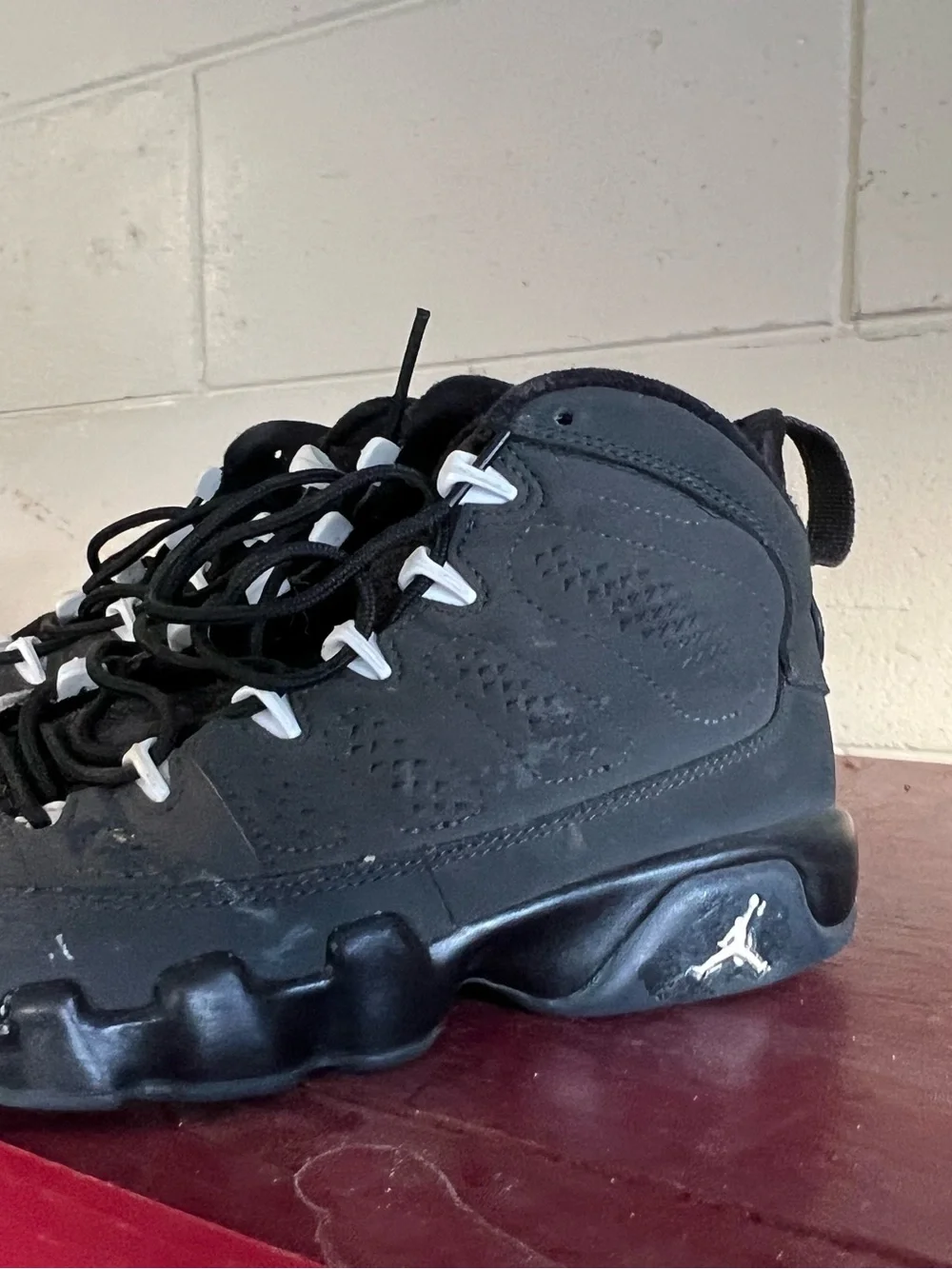 Jordan Men's Black Basketball Sneakers with White Lace Accents